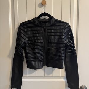 Yoki Black Striped Leather Jacket